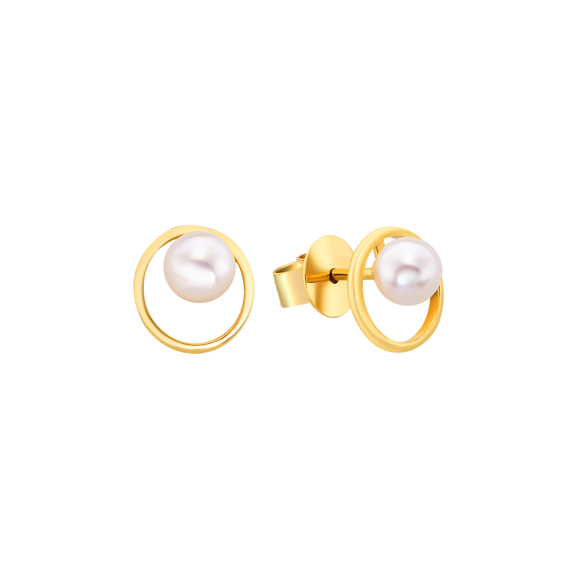 PNJP Summer Jewelry Collection 14K Gold Stud Earrings With Pearl