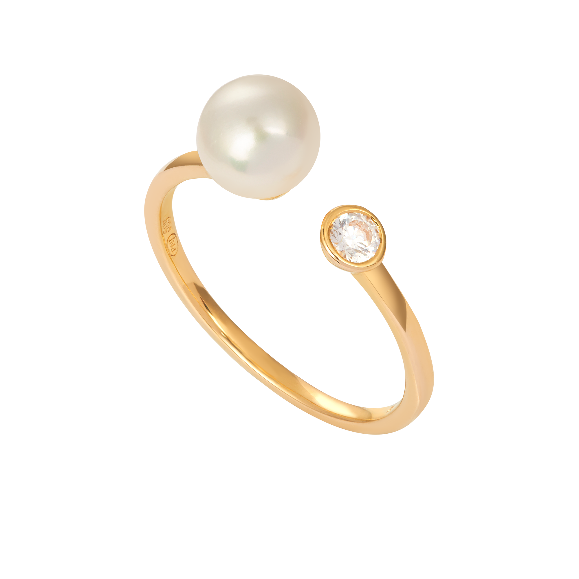 PNJP New Summer Collection 14K Gold Open Pearl Ring For Women