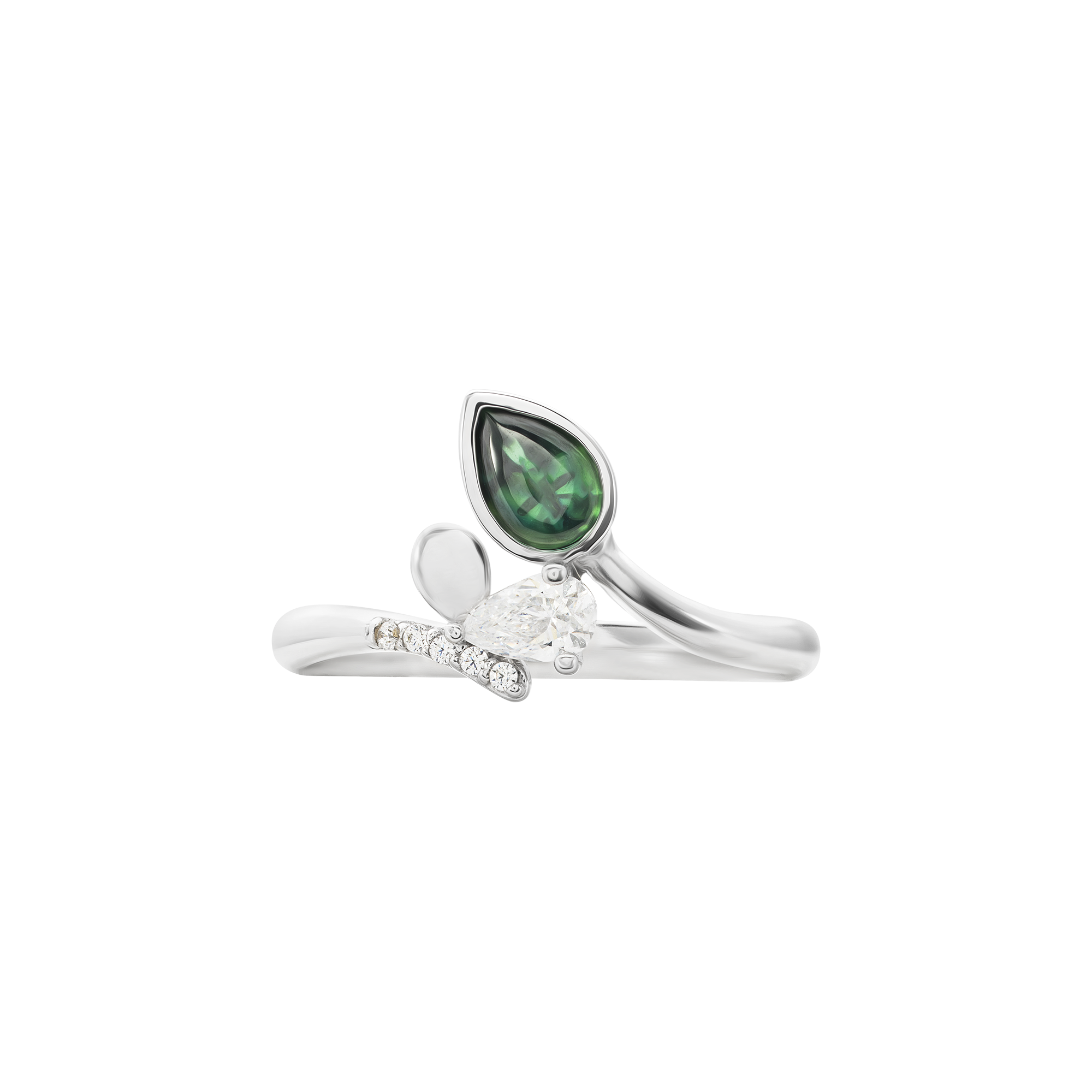 10K White Gold Ring With Diamond And Gemstone 2023 Fall Collection 10k-white-gold-ring-with-diamond-and-gemstone-2023-fall-collection
