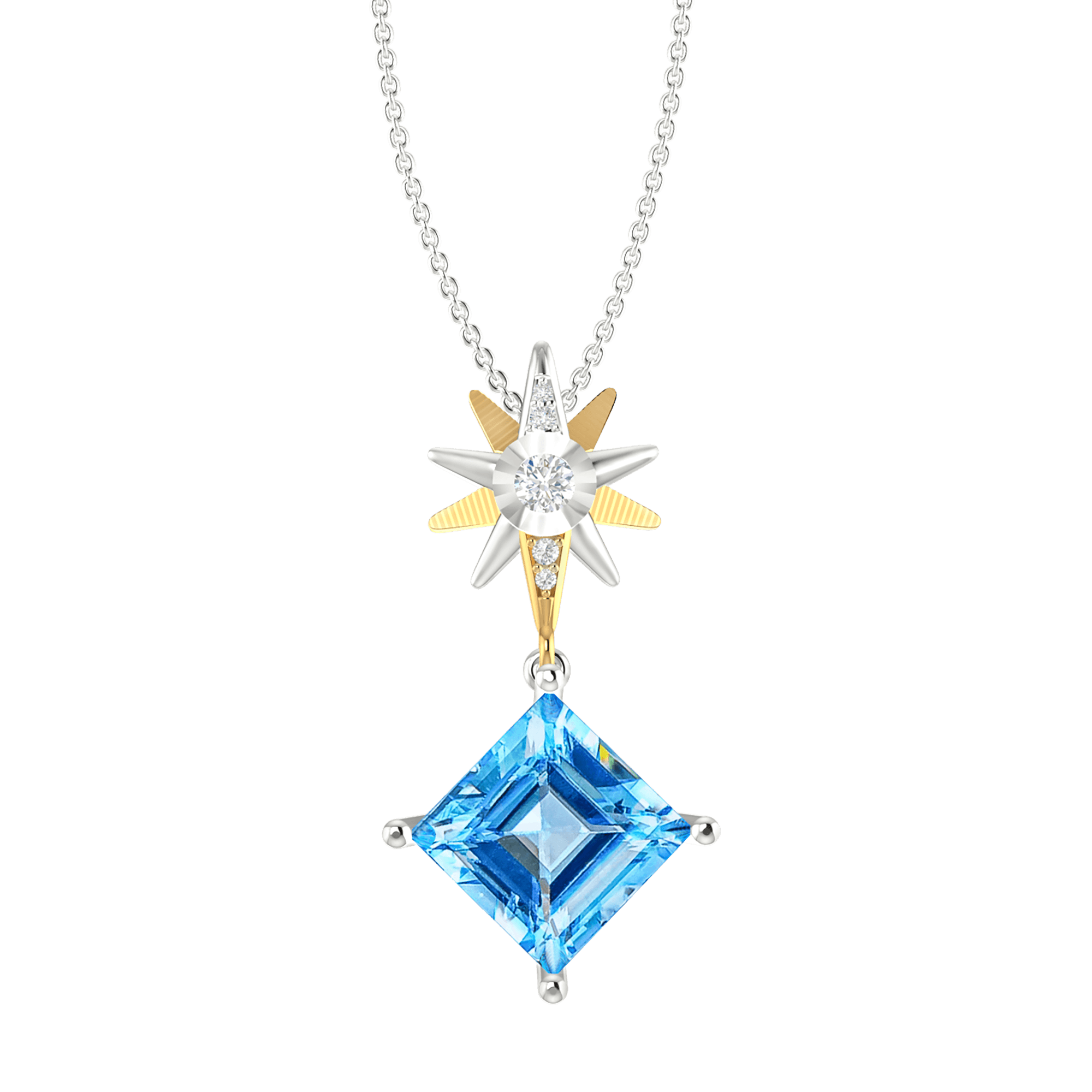 Tatum Stone Short Pendant Necklace, Gold/White CZ Mix main image 1